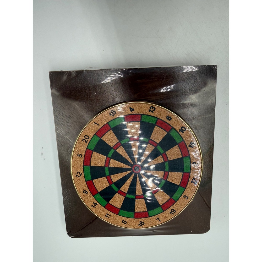 Miniature Cork Dartboard Set with 6 Darts Wood Backer Desktop Game New